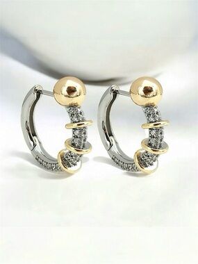 Gold & Silver Hoop Earrings | Modern Design | Cubic Zirconia